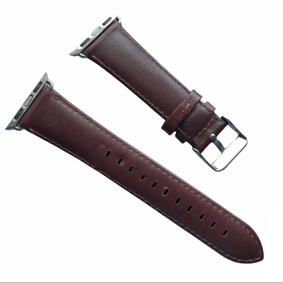 Brown Leather Band Apple Watch 38/40/41mm M Metal Buckle NEW - Picture 5 of 8